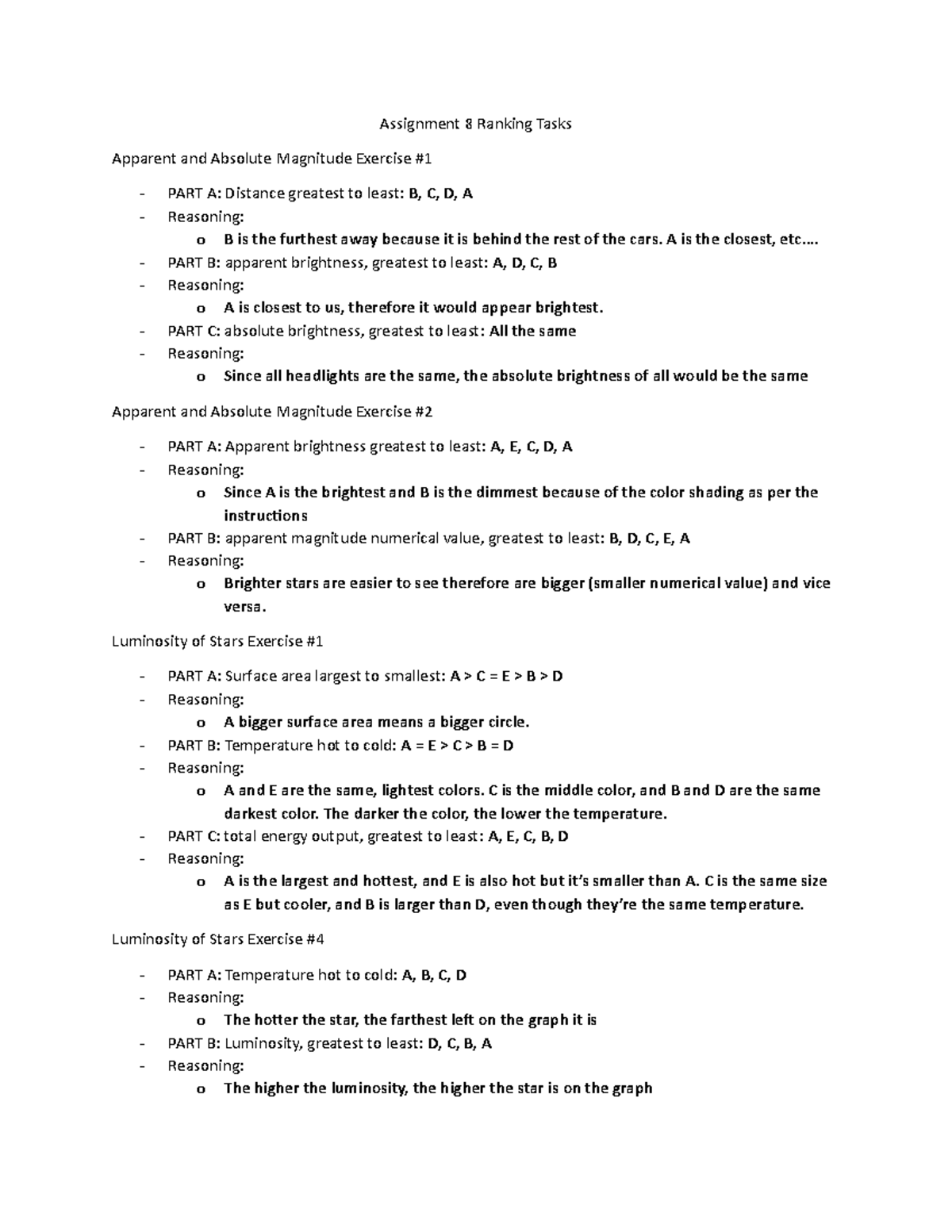 Assignment 8 Ranking Tasks - Assignment 8 Ranking Tasks Apparent and ...