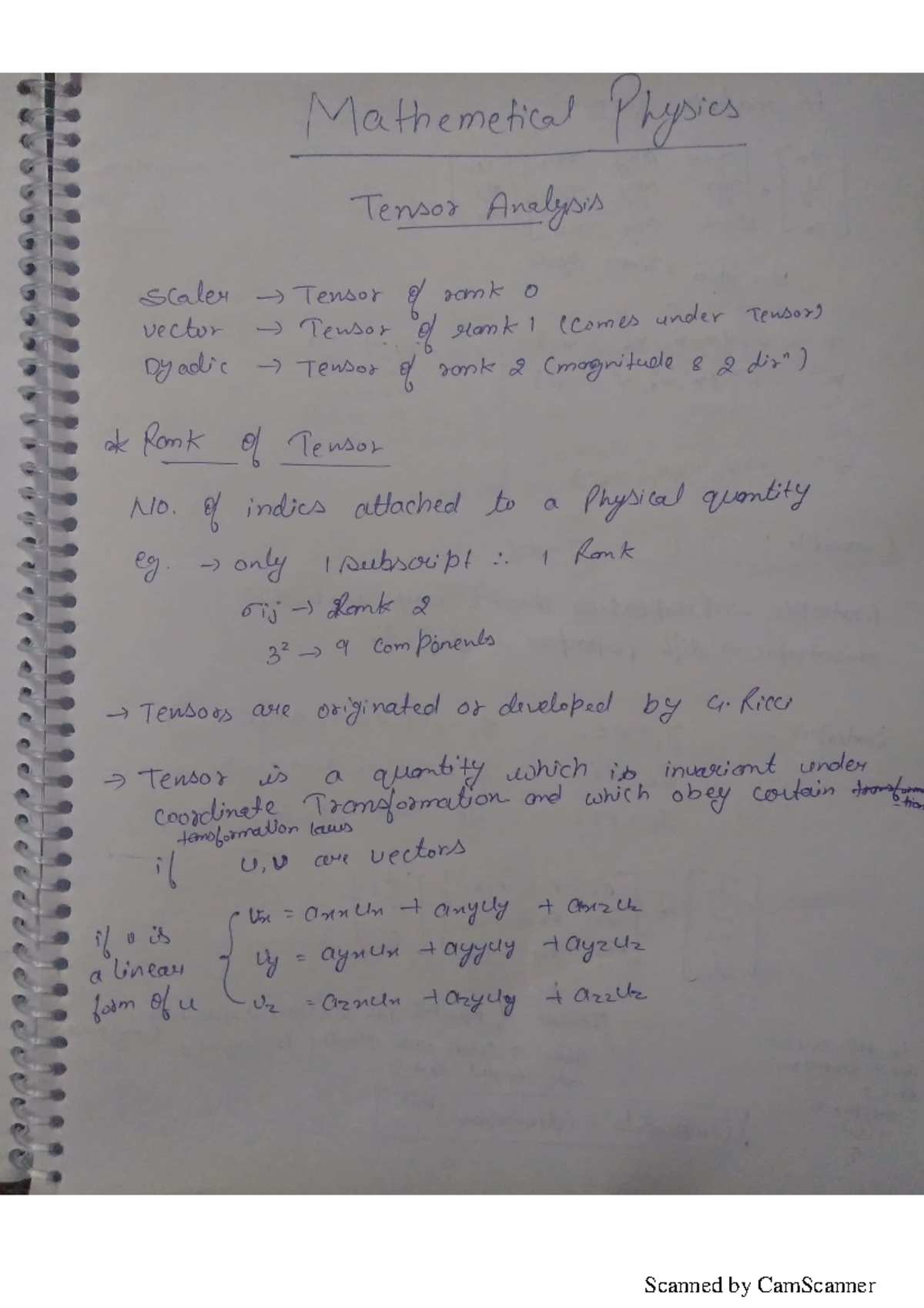 Tensor - Engineering Physics - Studocu