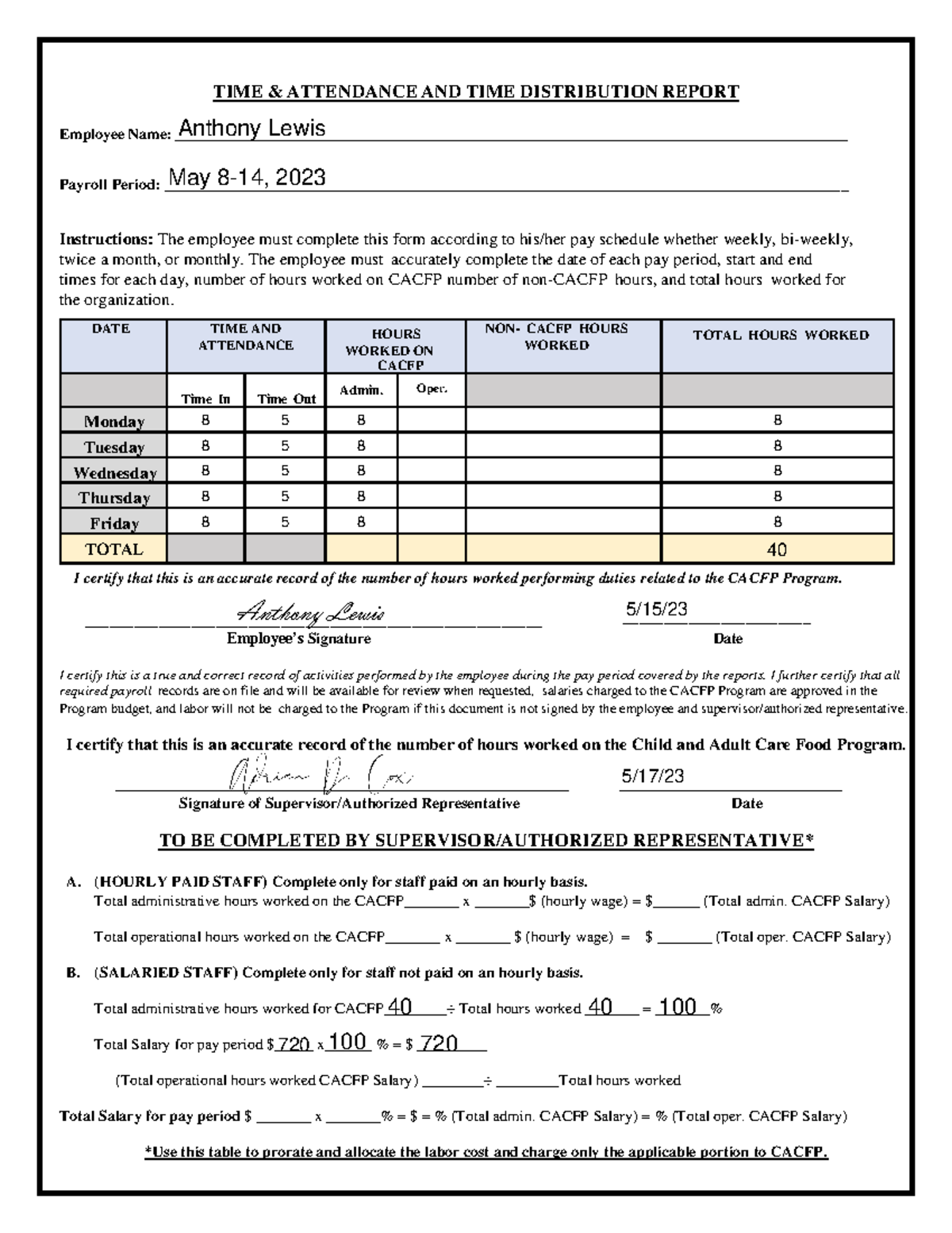 ALewis 2023 Time Attendanceand Distribution Report - TIME & ATTENDANCE ...