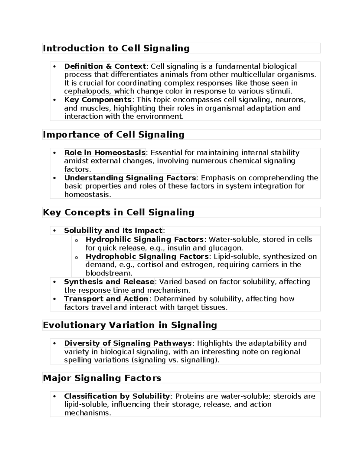 Notes - BIOL 103 - Introduction to Cell Signaling Definition & Context ...