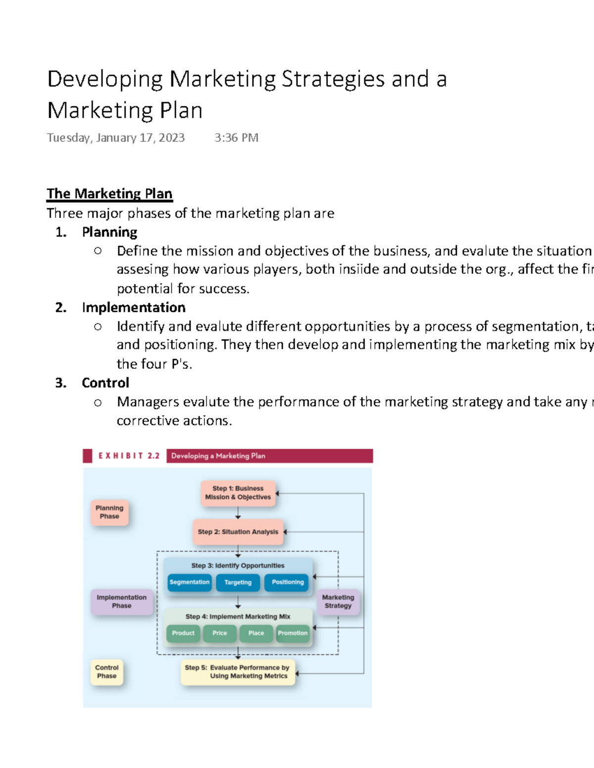 Chapter 2 - Notez - The Marketing Plan Three major phases of the ...