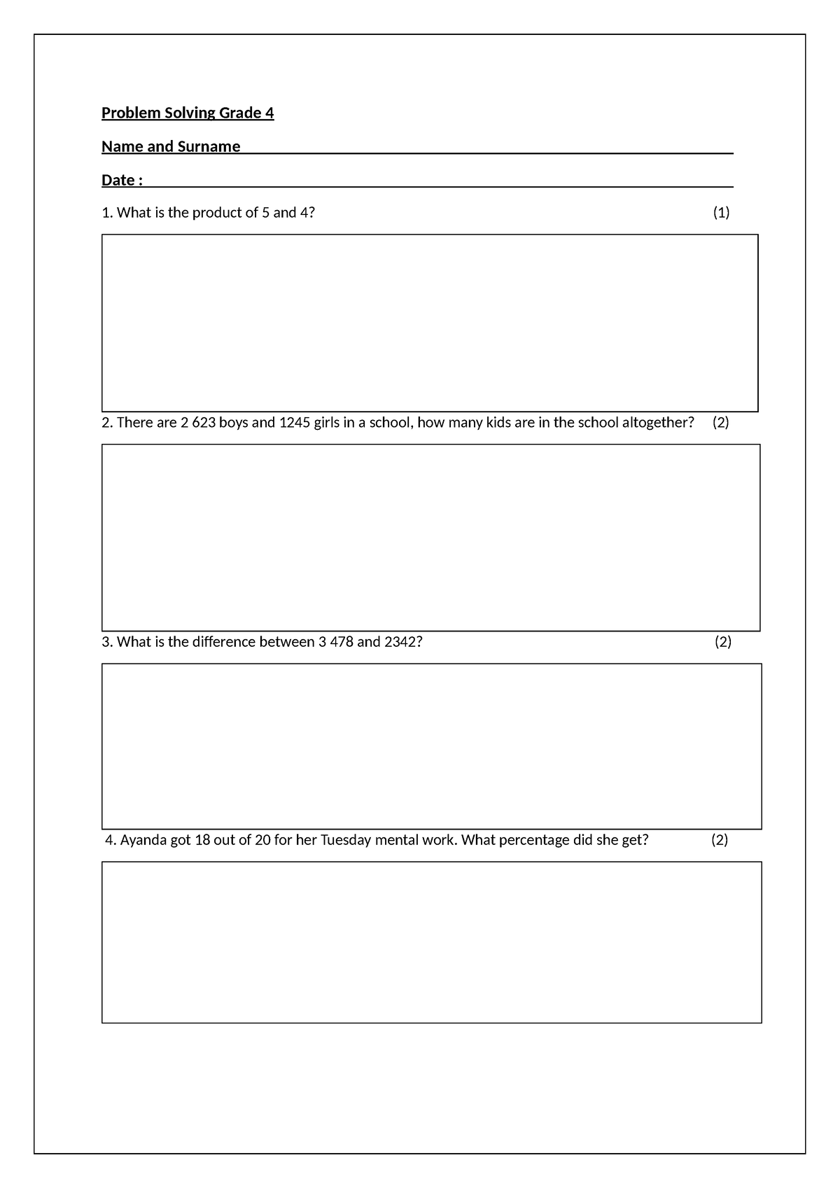 Problem Solving Grade 4 2024 March Problem Solving Grade 4 Name And   Thumb 1200 1697 