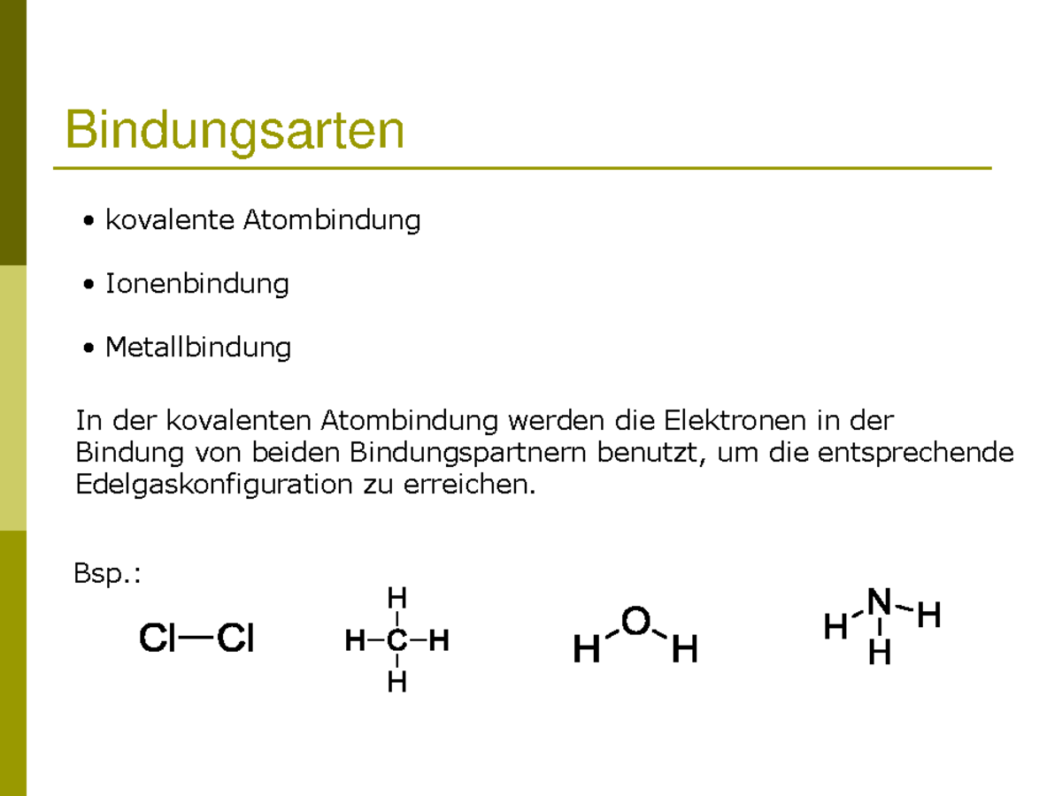 Grundlagen Der Organischen Chemie - Vorlesung 3 - Bindungsarten ...