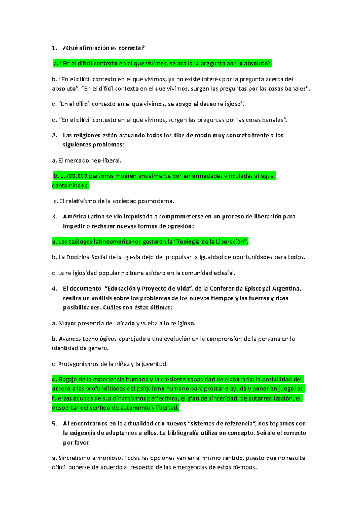 Parcial De Teología Preguntas Y Respuestas - 1. ¿Qué Afirmación Es ...