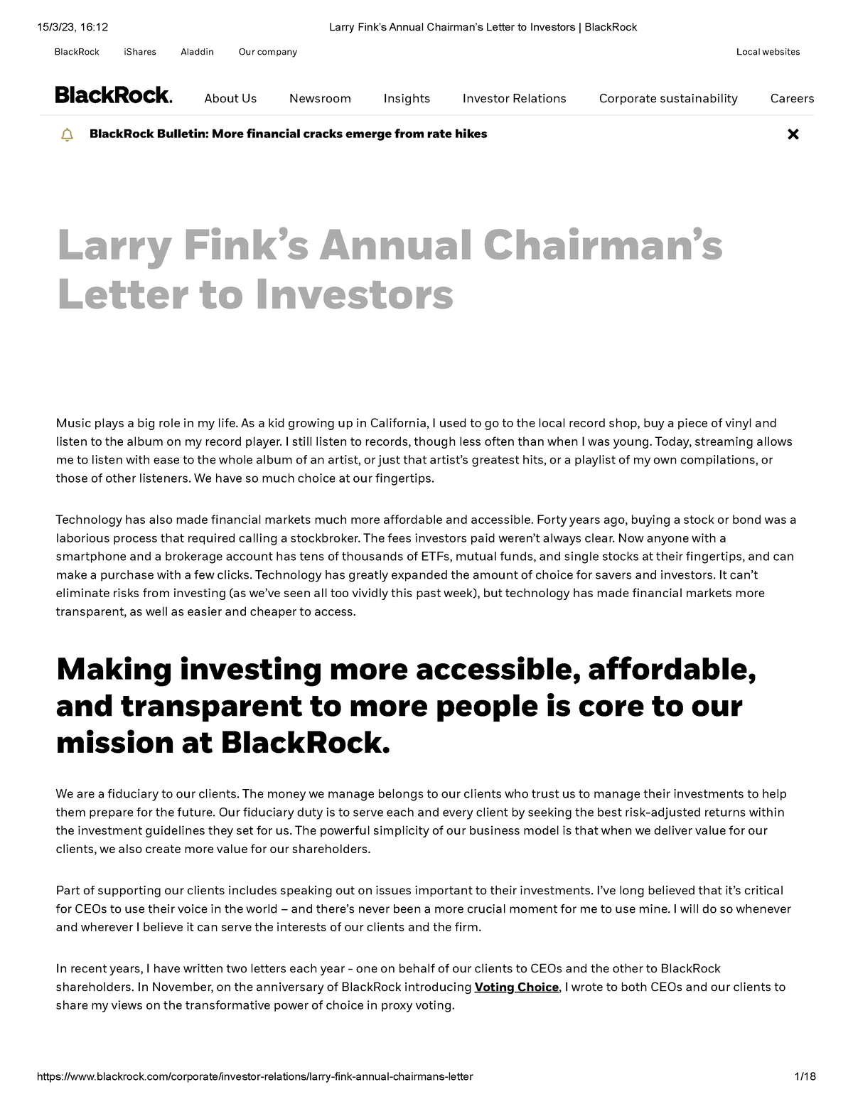 LarryFinksAnnualChairmansLettertoInvestorsBlack Rock BlackRock