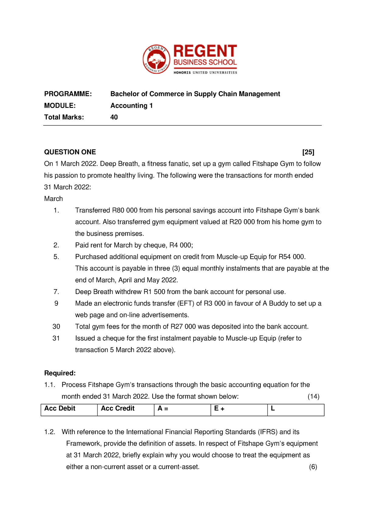 Bcomscm Accounting 1 July 2023 S1 Assignment - PROGRAMME: Bachelor Of ...