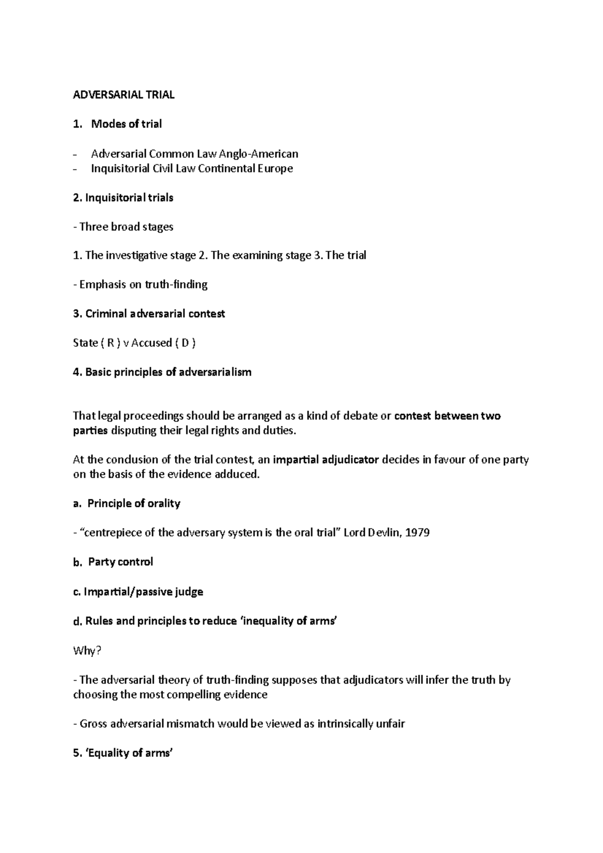 Adversarial Trial notes - 08 21212 - Birmingham - Studocu