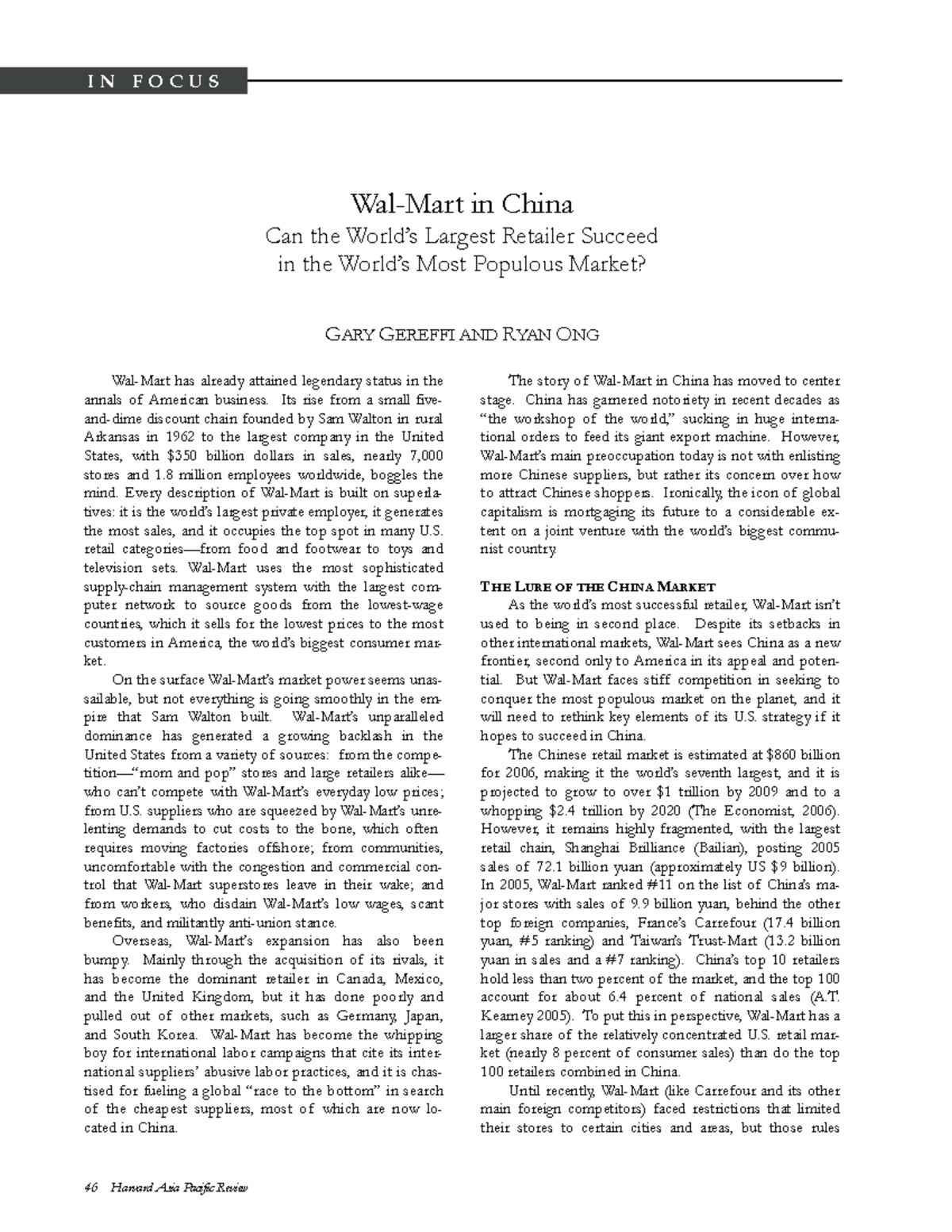 Walmart Case Study WalMart in China Can the World’s Largest Retailer Succeed in the World’s