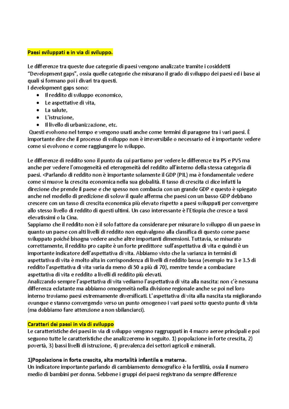 (3) Paesi in via di sviluppo Paesi sviluppati e in via di sviluppo