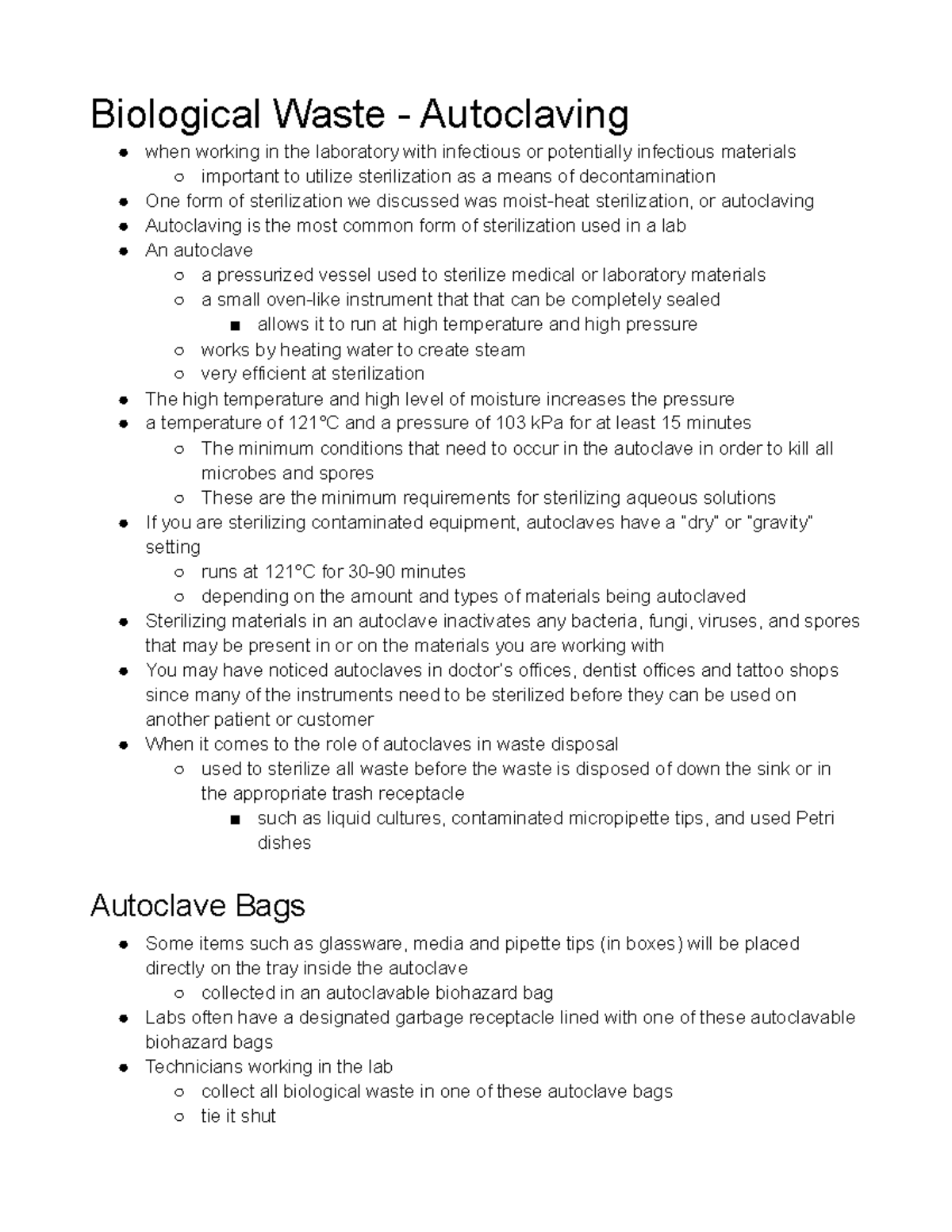Lab Health & Safety Pt. 4.3 Biological Waste Autoclaving when working
