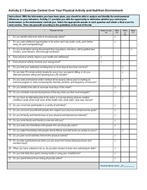 Activity 12.2 Stress Vulnerability Questionnaire - Activity 12 Stress 