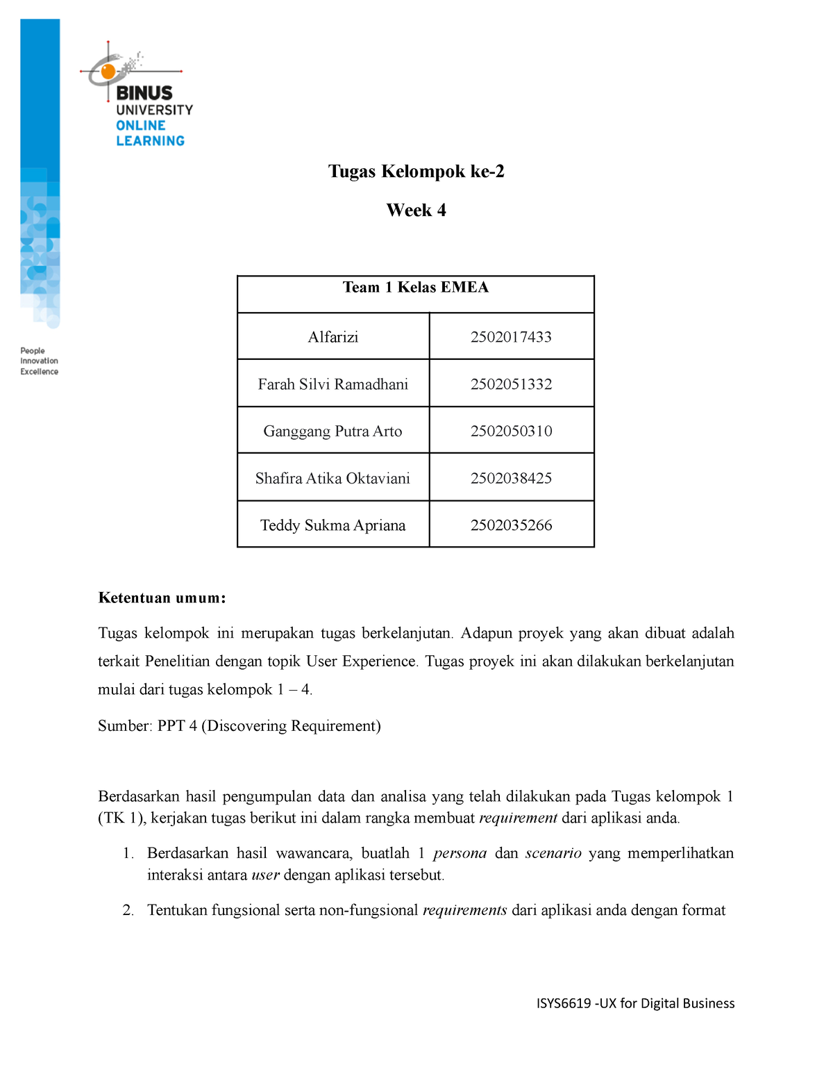 2212 ISYS6619035 EMEA TK2-W4-S5-R1 TEAM1 - Tugas Kelompok Ke- Week 4 ...