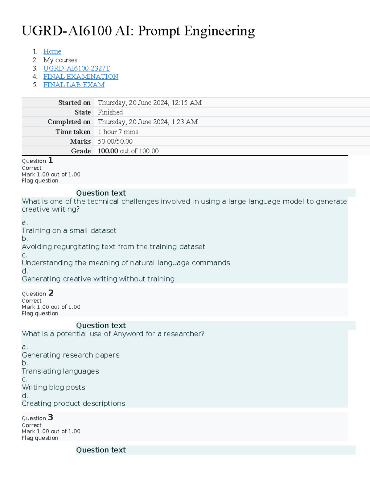 UGRD-AI6100 AI Prompt Engineering -Final Lab Exam - UGRD-AI6100 AI ...