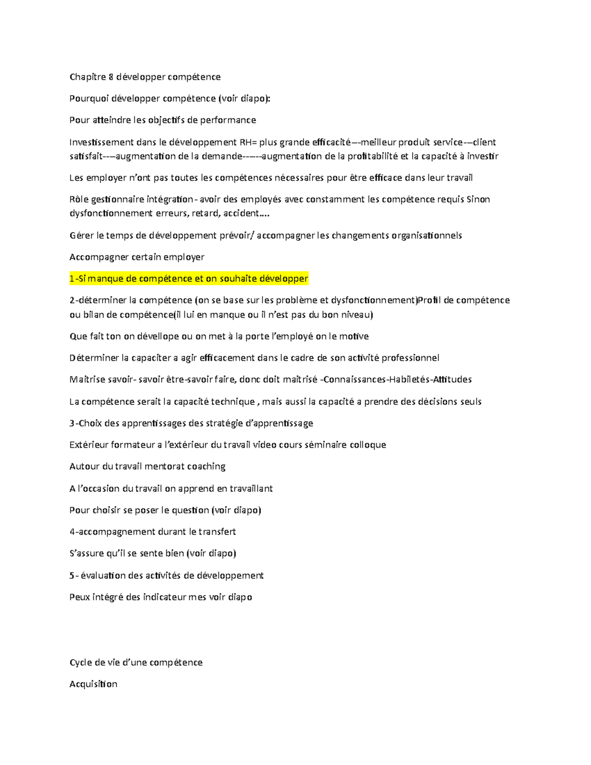 RH dévellopement de compétence - Chapitre 8 développer compétence ...