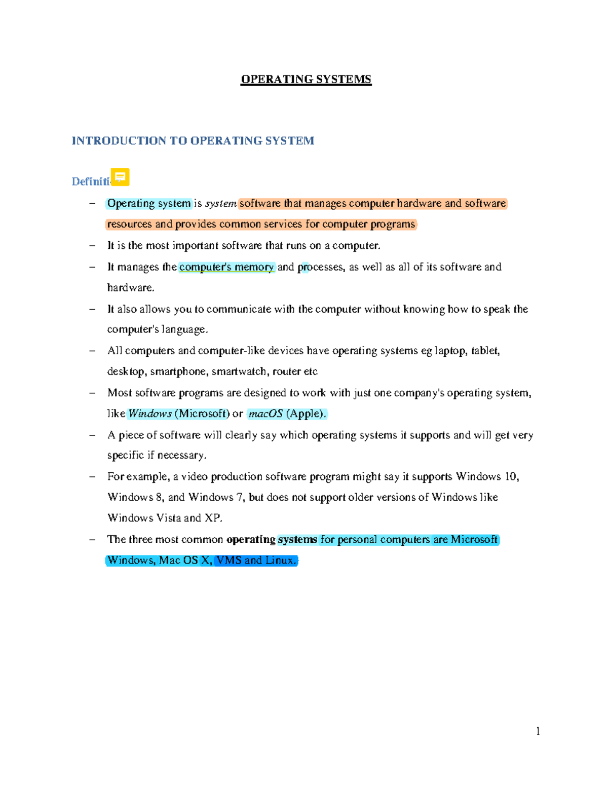 Operating Systems All Notes - OPERATING SYSTEMS INTRODUCTION TO ...