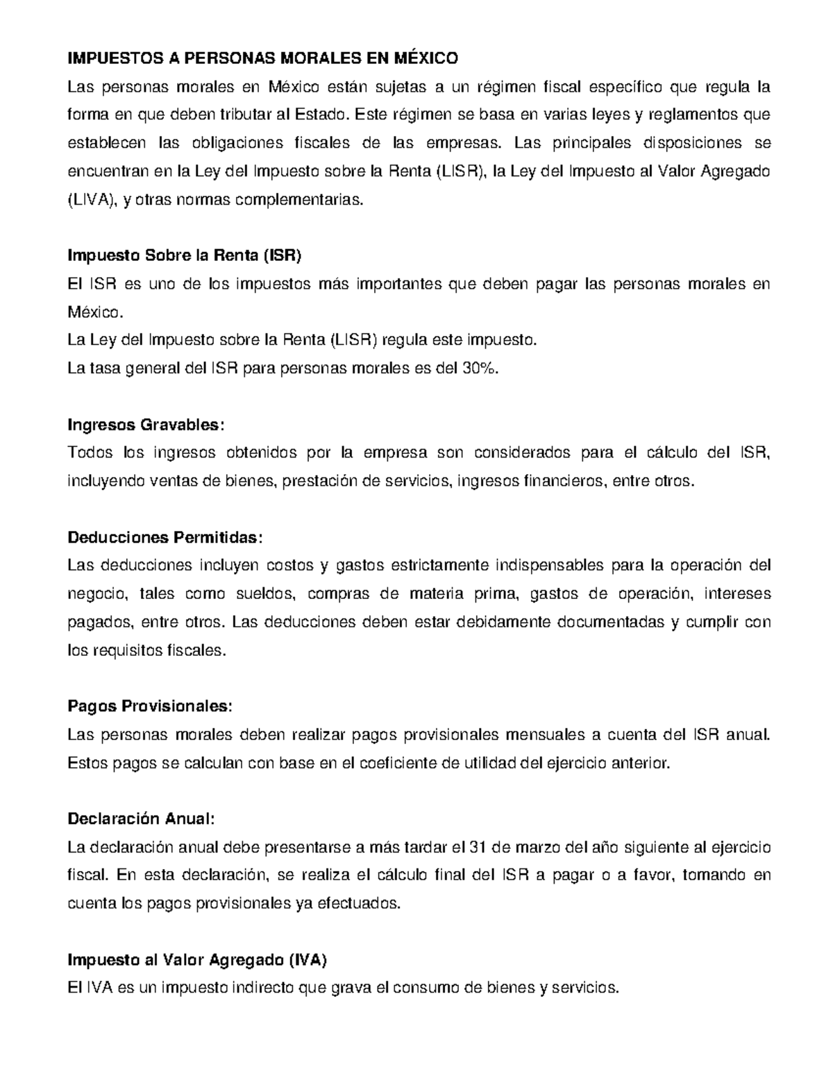 Impuestos Personas Morales - IMPUESTOS A PERSONAS MORALES EN MÉXICO Las ...