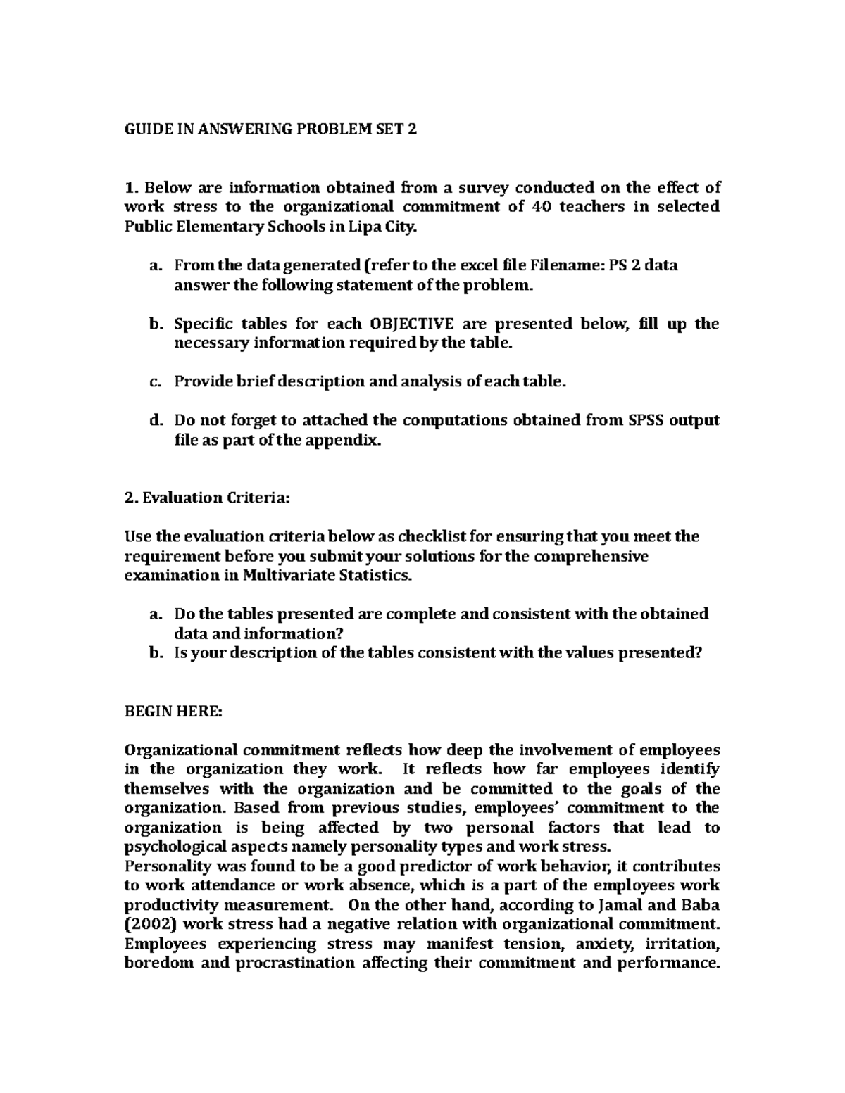 Statistics Application in SPSS - GUIDE IN ANSWERING PROBLEM SET 2 1 ...