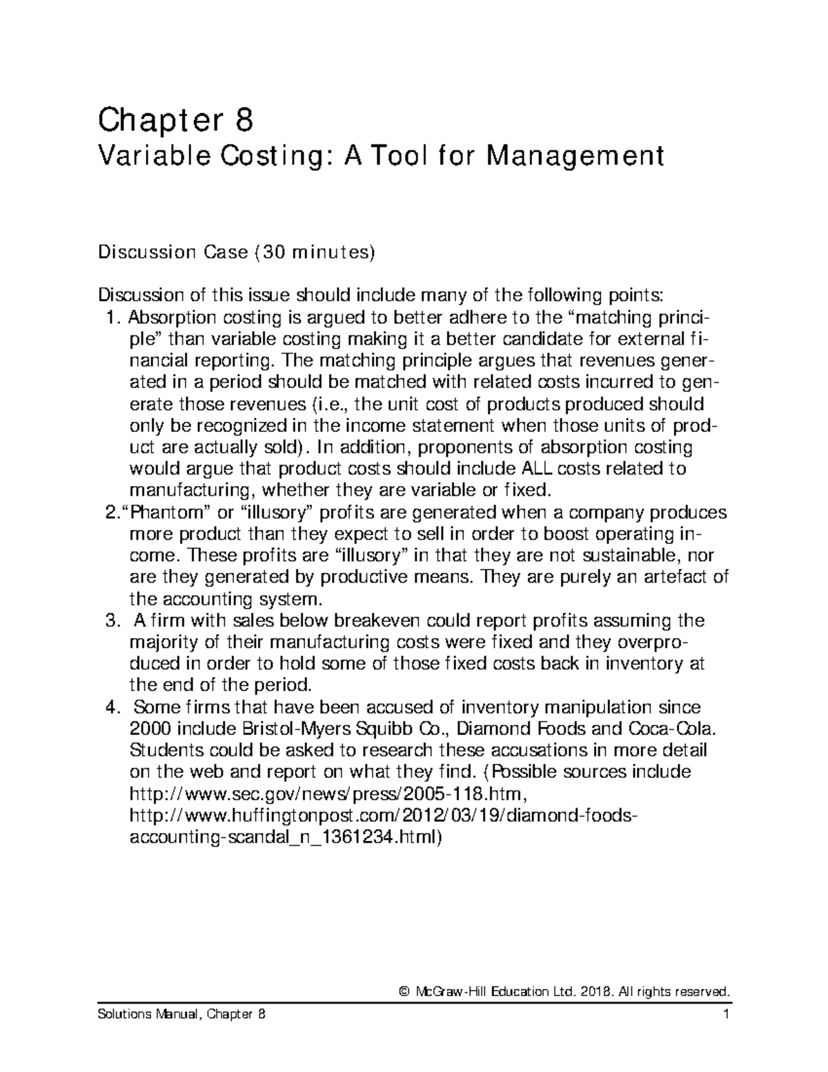 Chapter 8 textbook answers - © McGraw-Hill Educat ion Lt d. 2018. All