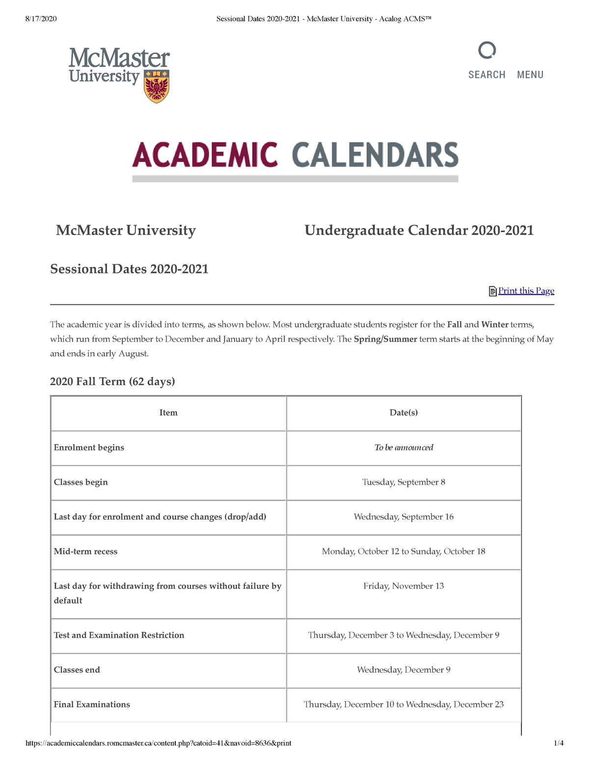 sessional-dates-2020-2021-mc-master-university-acalog-acms-undergraduate-calendar-studocu
