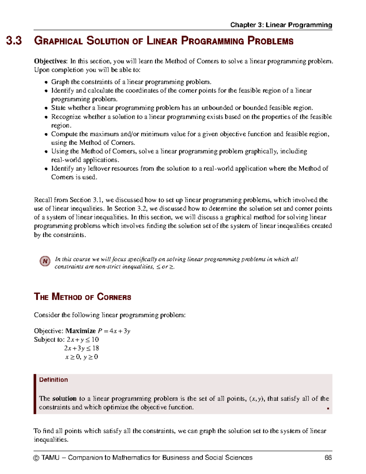 Module 3.3 Notes - Chapter 3: Linear Programming 3 Graphical Solution ...