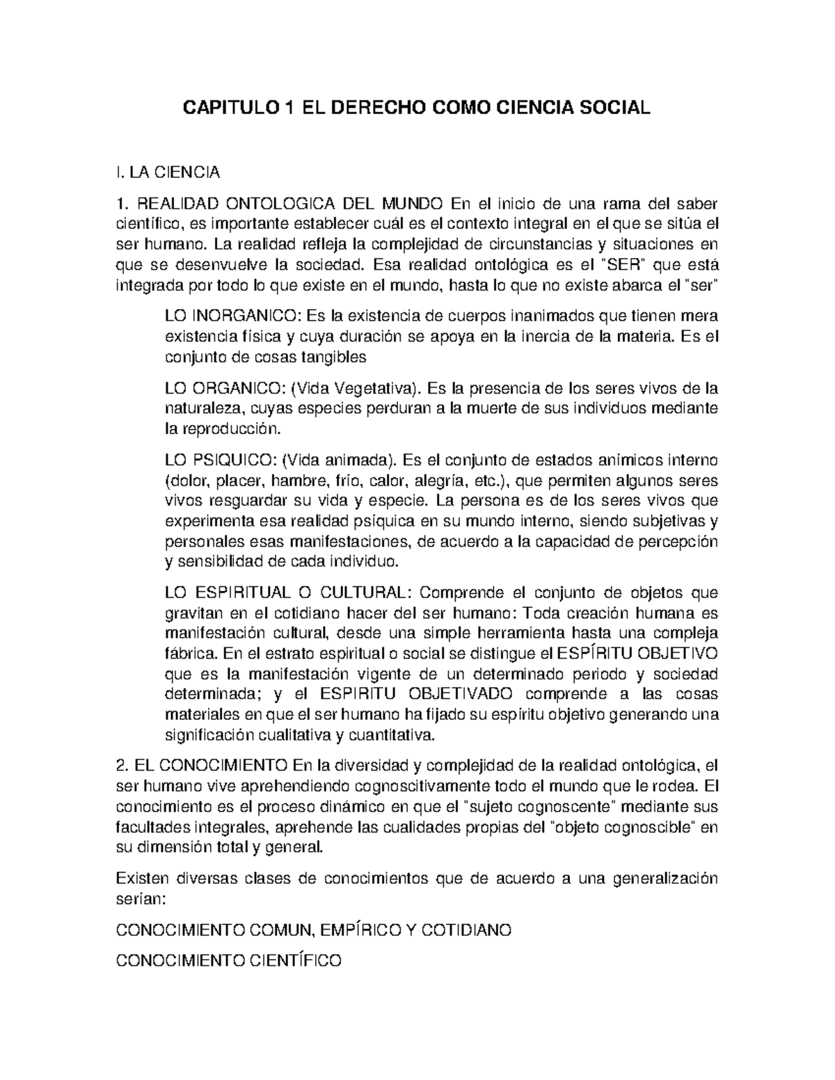 Resumen Introduccion AL Derecho - CAPITULO 1 EL DERECHO COMO CIENCIA ...