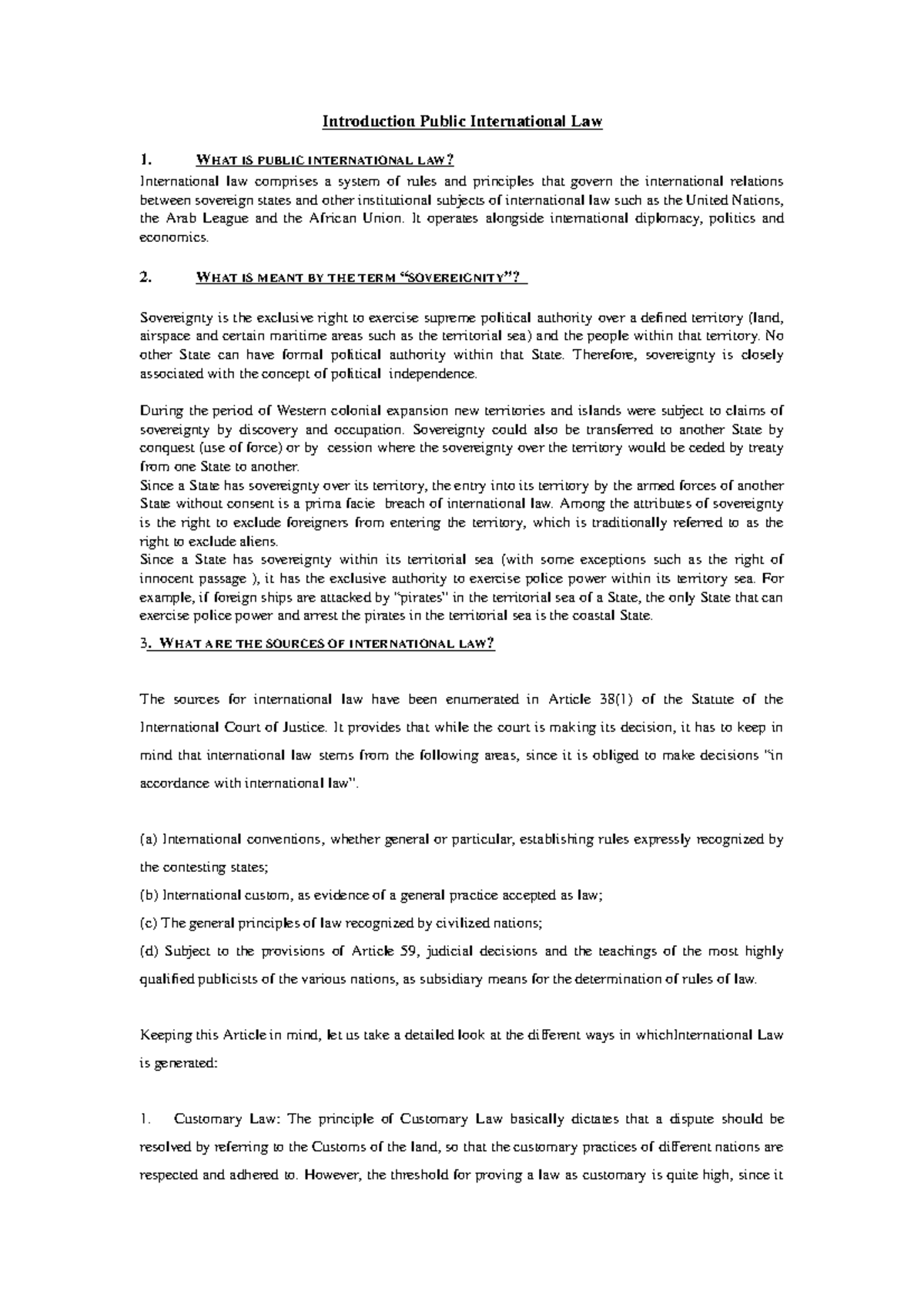 Final PIL Notes - others - Introduction Public International Law 1 ...