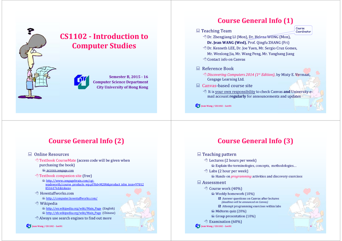 CS1102 1516B Lec01 4in1 - Course General Info (1) CS1102 ‐ Introduction ...