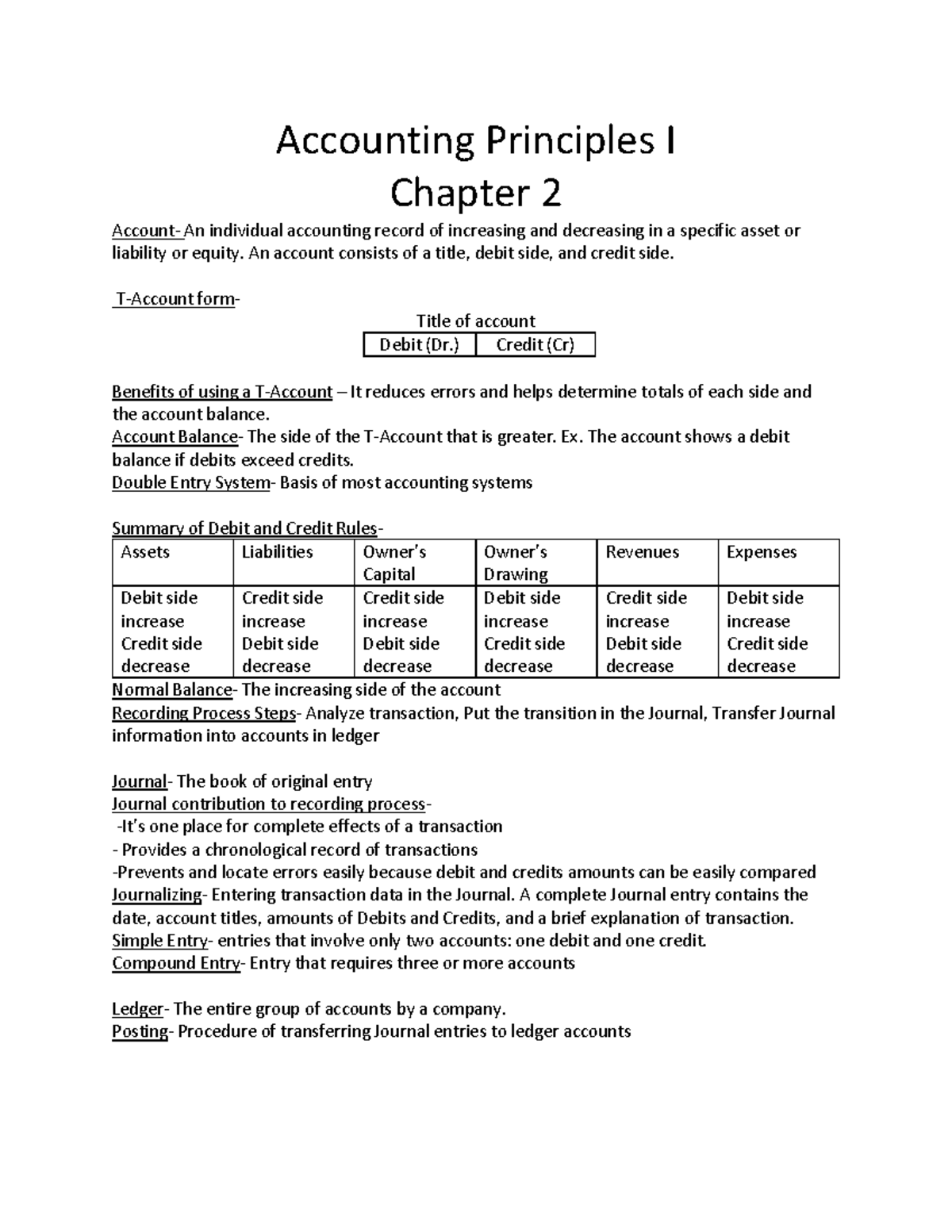 Accounting Principles I Chapter 2 - Accounting Principles I Chapter 2 ...