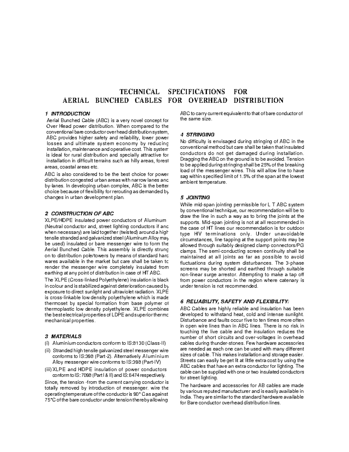 S-71 - TECHNICAL SPECIFICATIONS FOR AERIAL BUNCHED CABLES FOR OVERHEAD ...