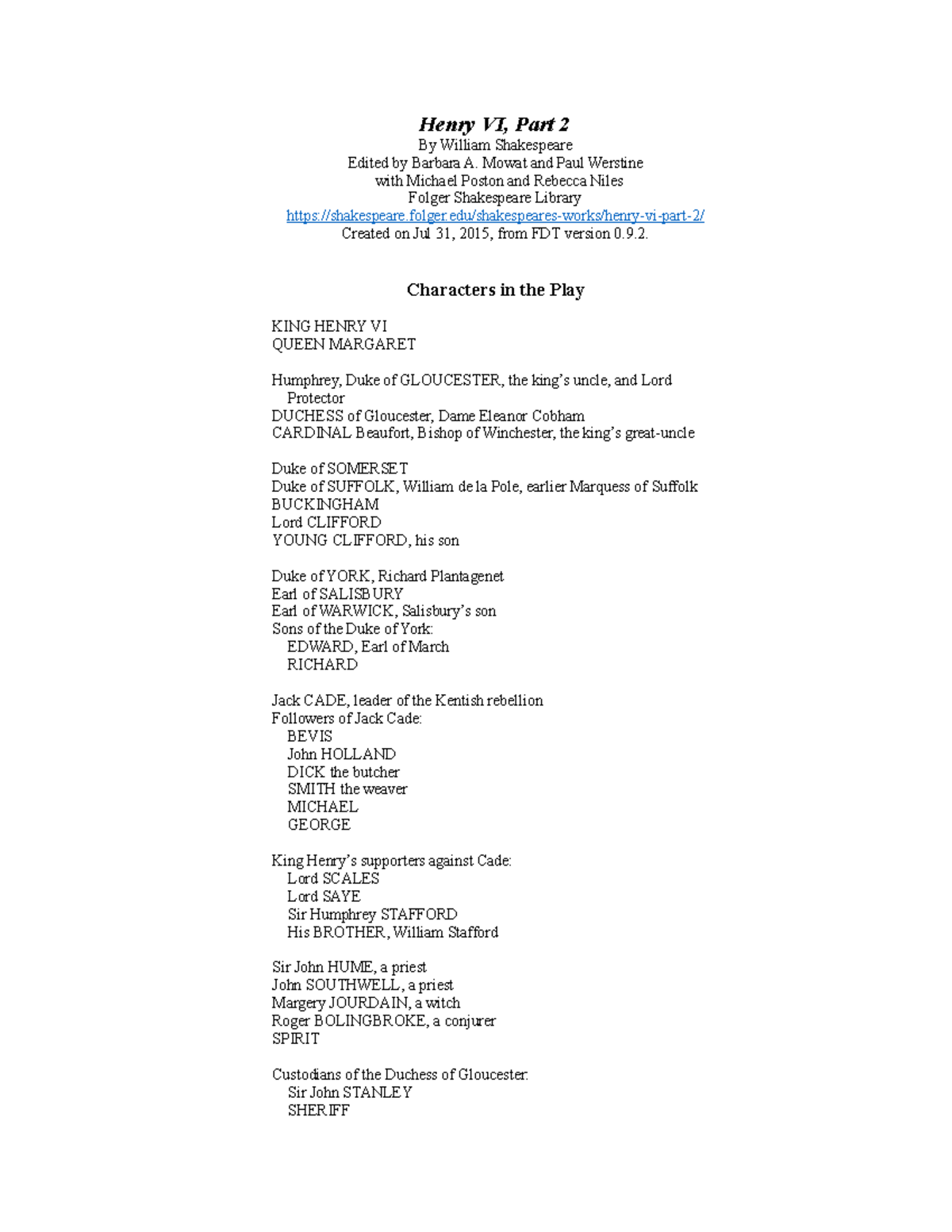 HENRY VI PART 2 FOLGER visual data 8