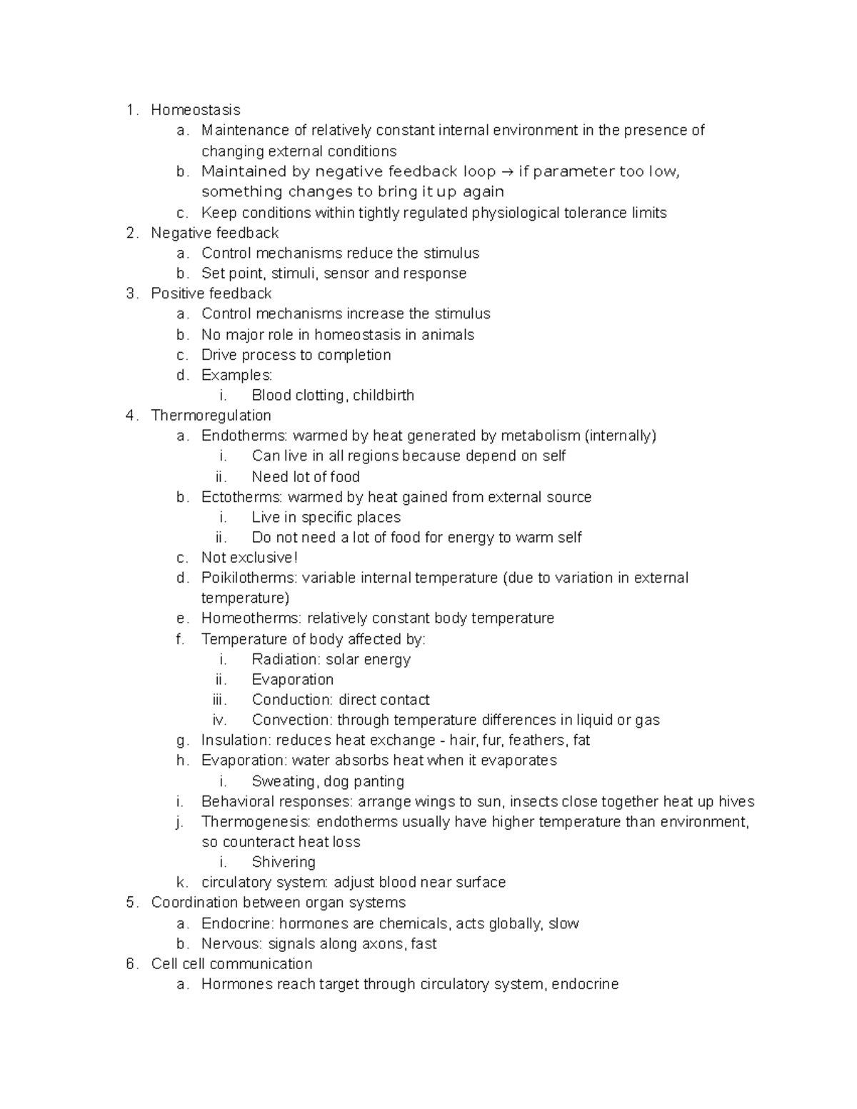 Homeostasis & Feedback Loops - Homeostasis a. Maintenance of relatively ...