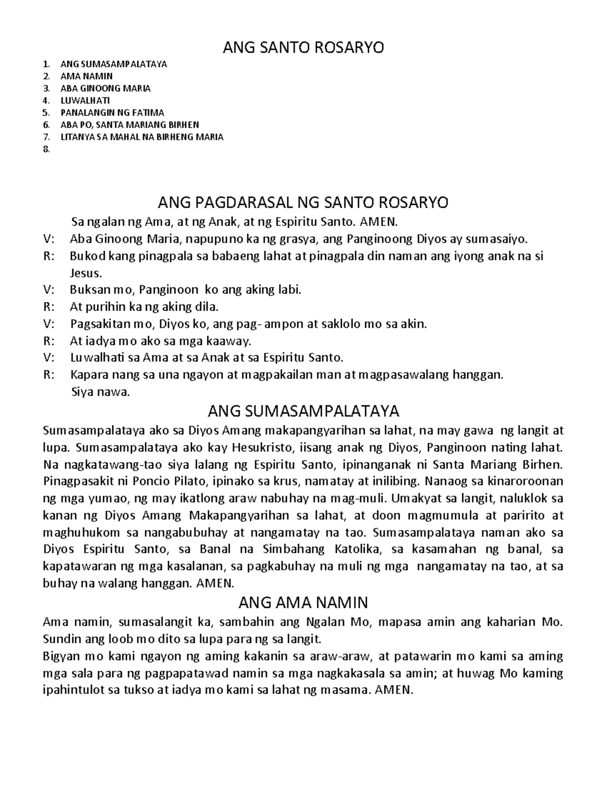 Ang Pagdarasal Ng Santo Rosaryo Compress Ang Santo Rosaryo Ang Sumasampalataya Ama Namin Aba 9232