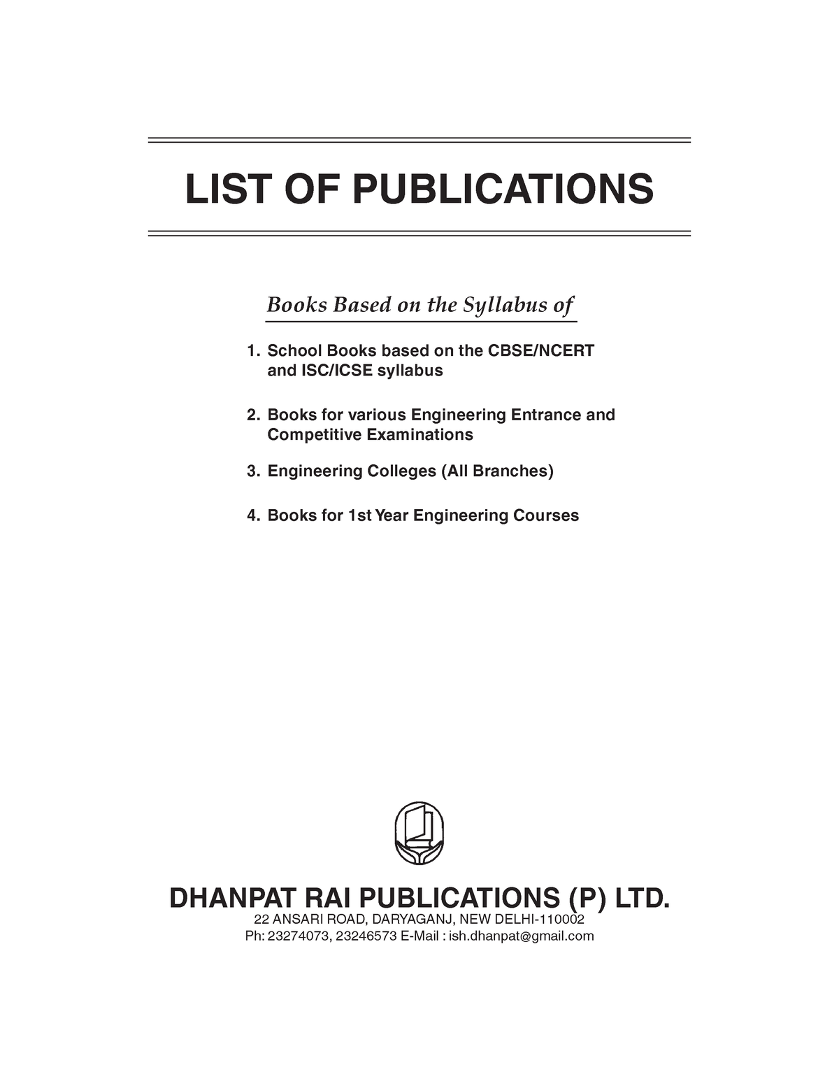 Catalogue Syllabus 2024 LIST OF PUBLICATIONS Books Based on the