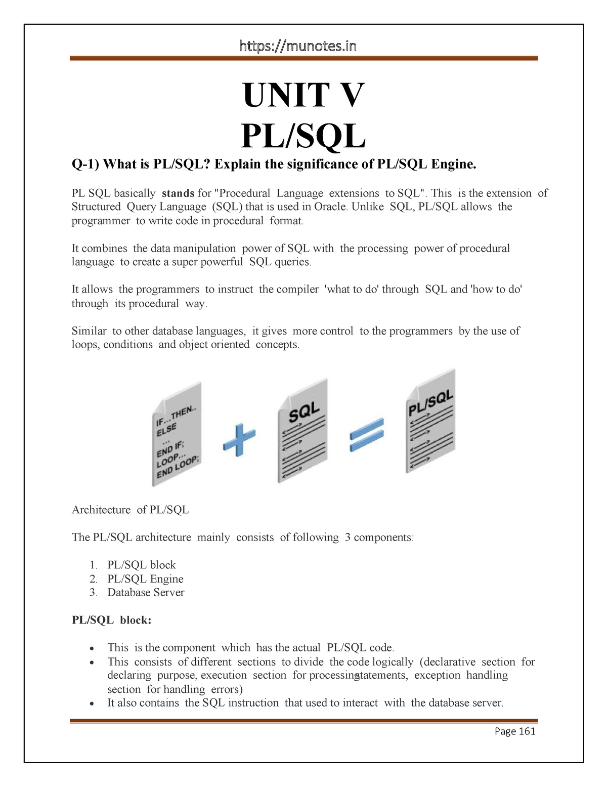 unit-5-pl-sql-munotes-page-161-unit-v-pl-sql-q-1-what-is-pl-sql