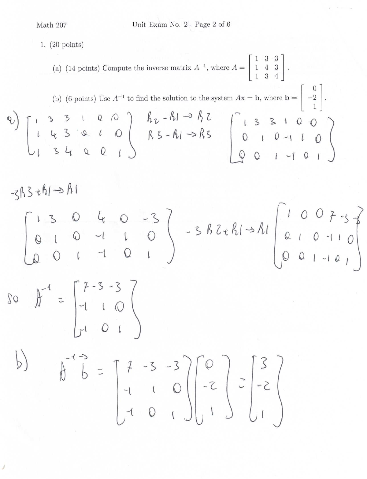 Solutions exam 2 Math 207 Studocu