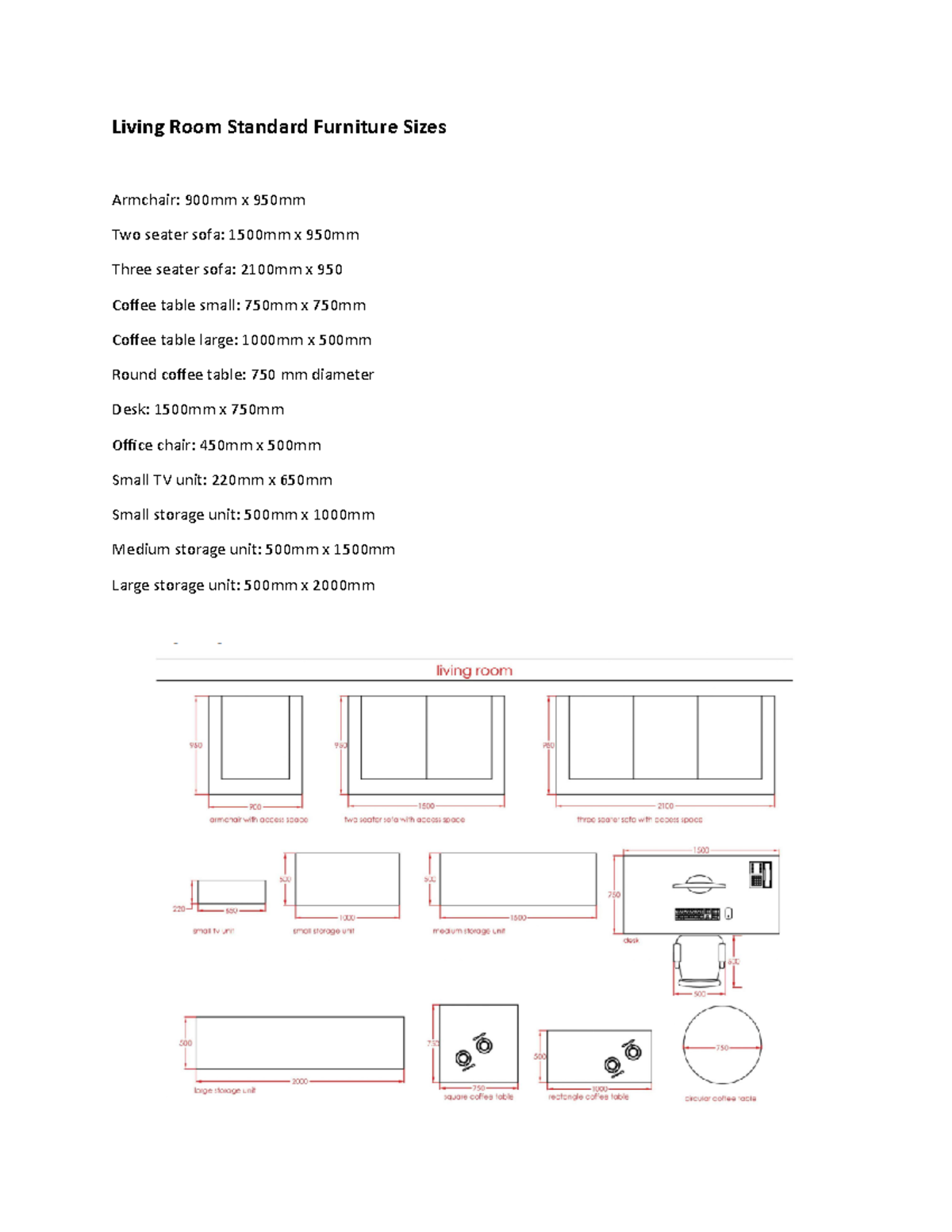Standard Furniture Sizes Living Room Standard Furniture Sizes