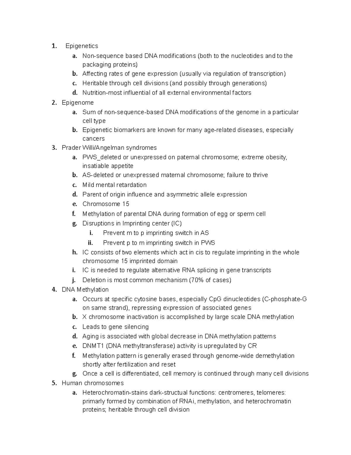 Aging Exam 3 - farris - 1. Epigenetics a. Non-sequence based DNA ...
