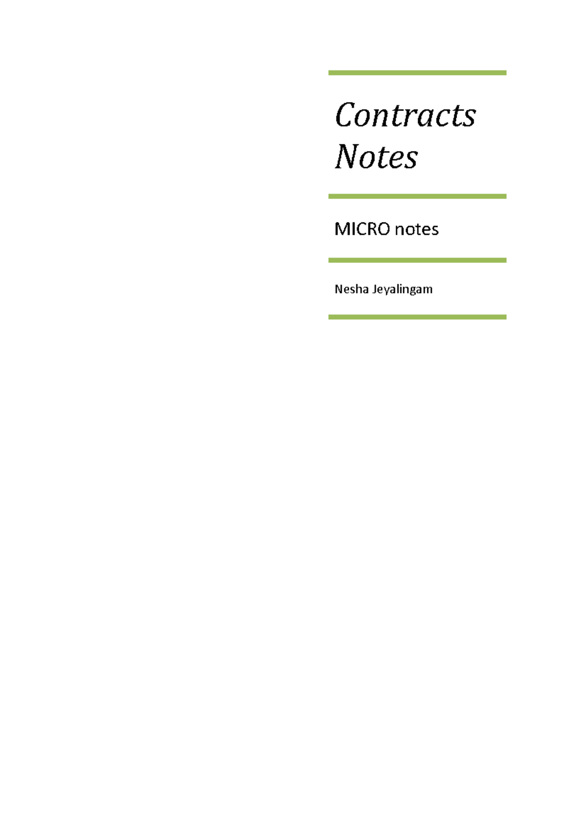Summary - Micro Summary Contracts Notes - Contracts Notes MICRO notes ...