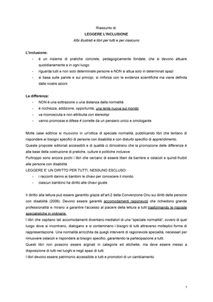 Il grande gigante gentile, Sintesi del corso di Pedagogia dell'infanzia e  pratiche narrative