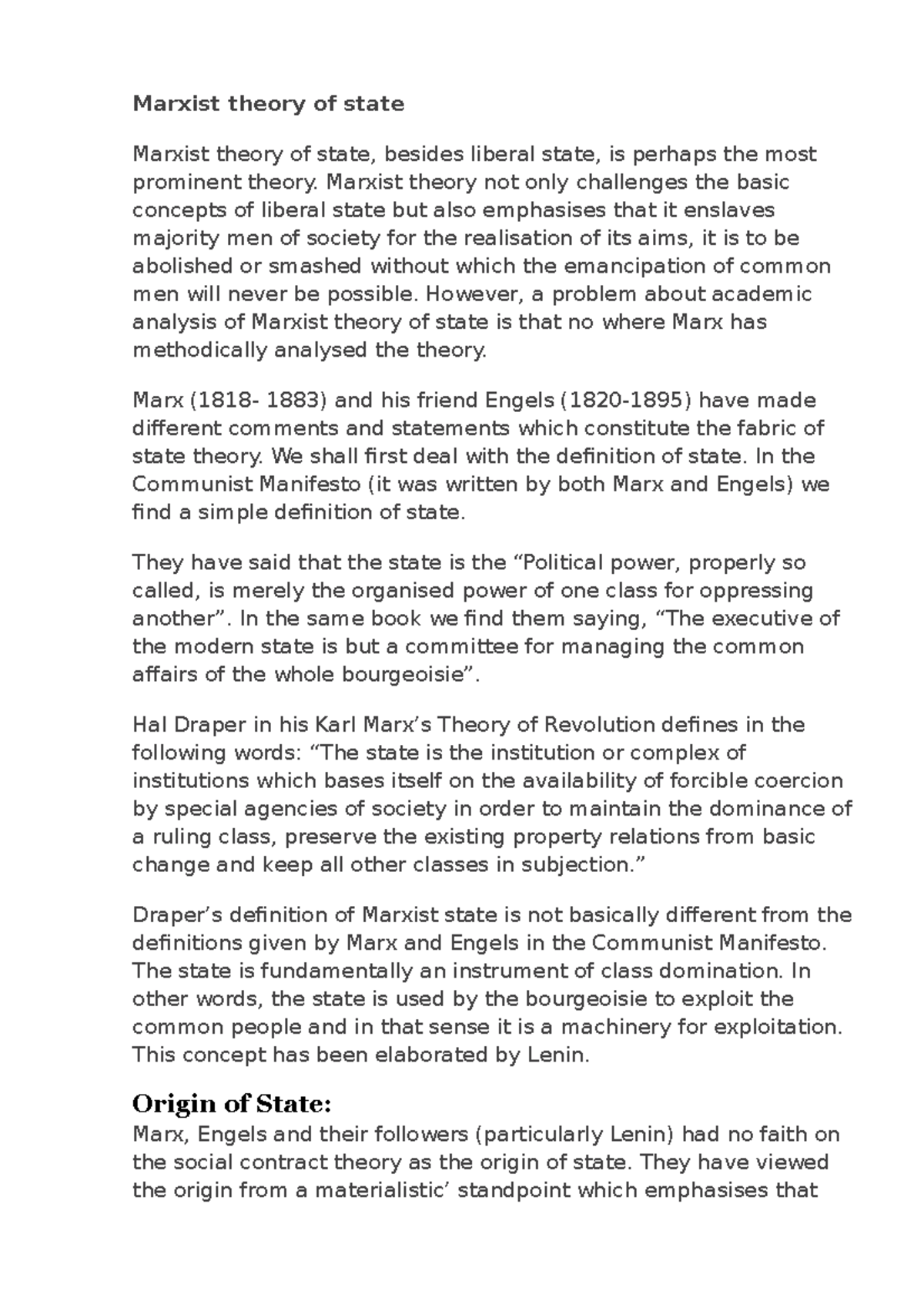Marxist theory of state - Political Science - Московский гуманитарный ...