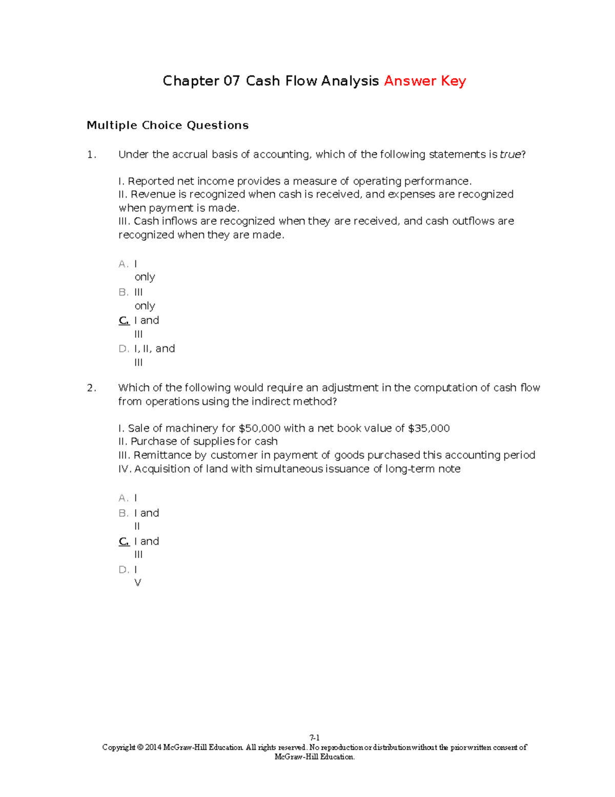 Chapter 07 copy 2 - ppt - Chapter 07 Cash Flow Analysis Answer Key ...