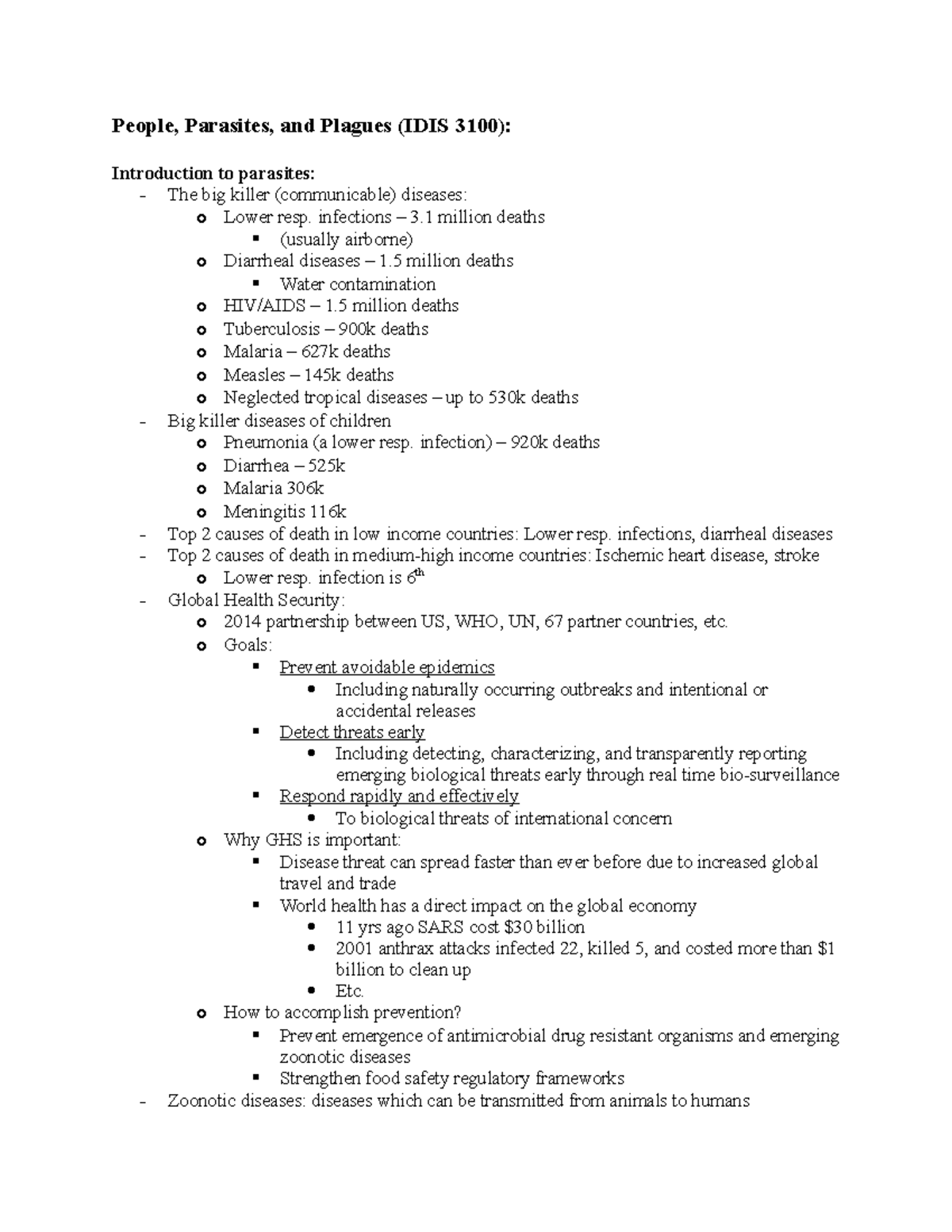 People, Parasites, And Plagues Test 1 Part 1 - People, Parasites, And ...