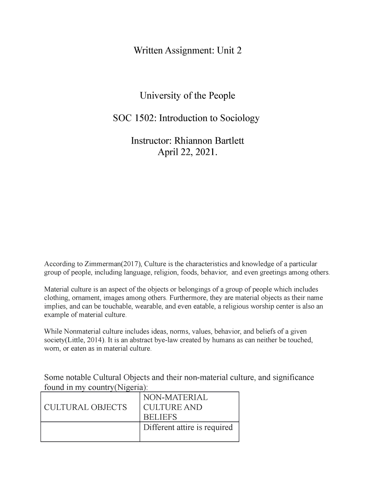 soc 1502 written assignment unit 2