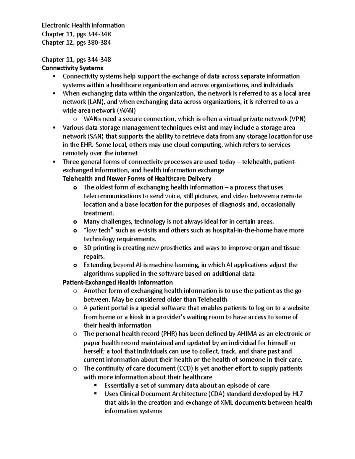 Chapter 11 and 12 Brief Readings - Notes - Chapter 11, pgs 344- Chapter ...