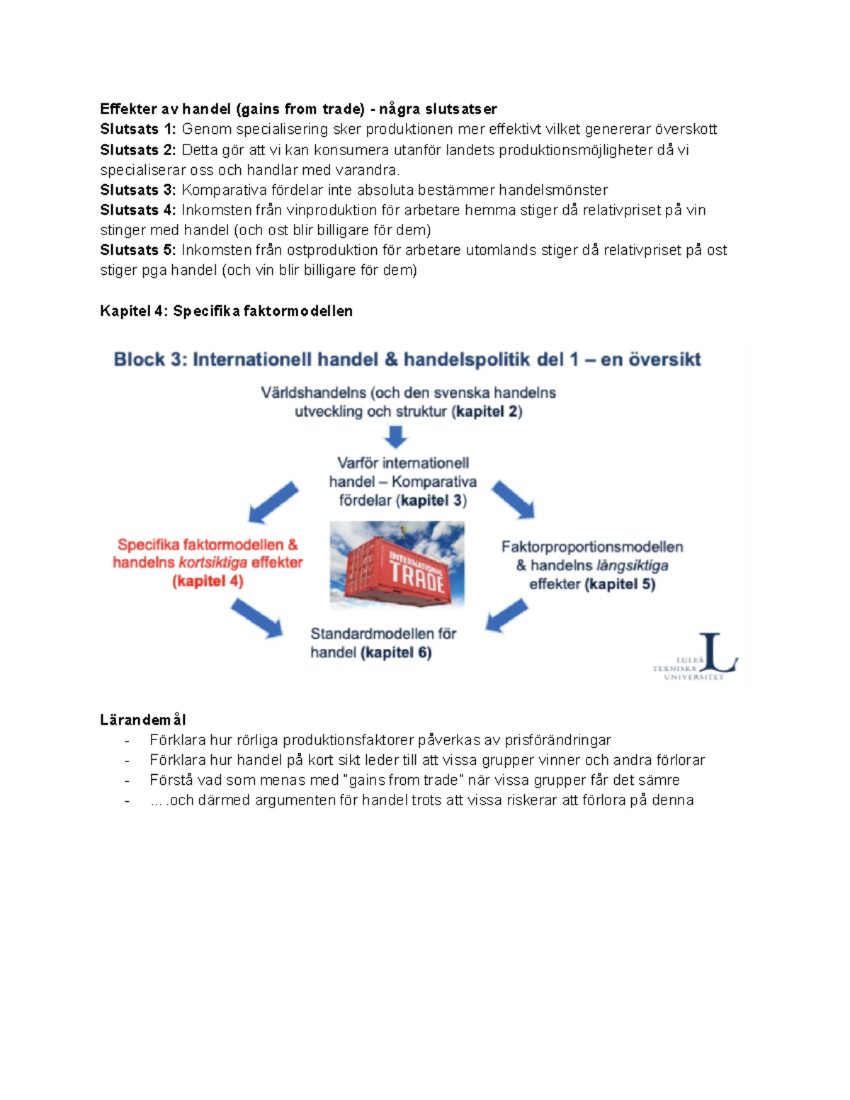 Föreläsning 2 12-21 Block 3 Internationell Ekonomi - Effekter Av Handel ...