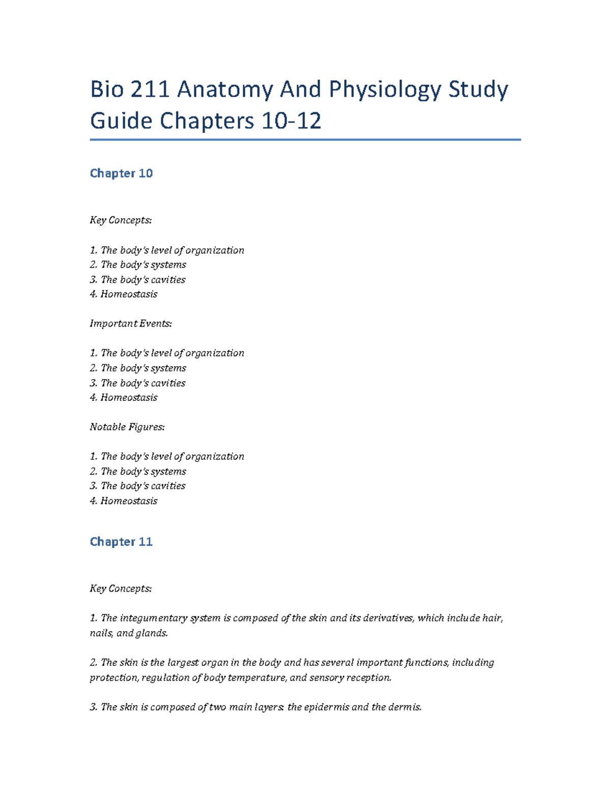 Bio 211 Anatomy And Physiology Study Guide Chapters 10-12 - Bio 211 ...