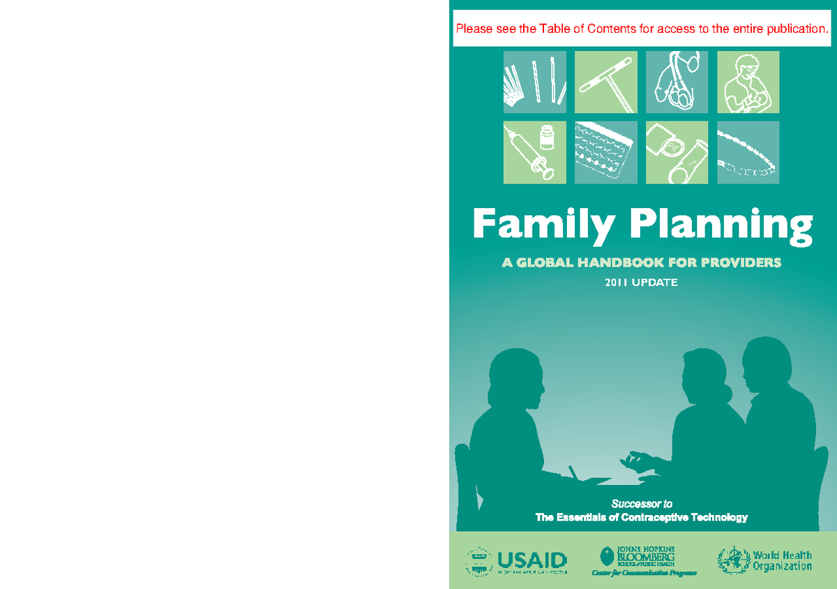 Family planning - 2011 UPDATE Please see the Table of Contents for