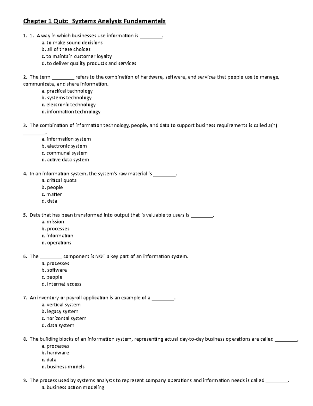 Ict2621 1 Ict2621 1 Chapter 1 Quiz Systems Analysis Fundamentals A Way In Which Businesses Ict2621 1 Ict2621 1 Chapter 1 Quiz Systems Analysis Fundamentals A Way In Which Businesses