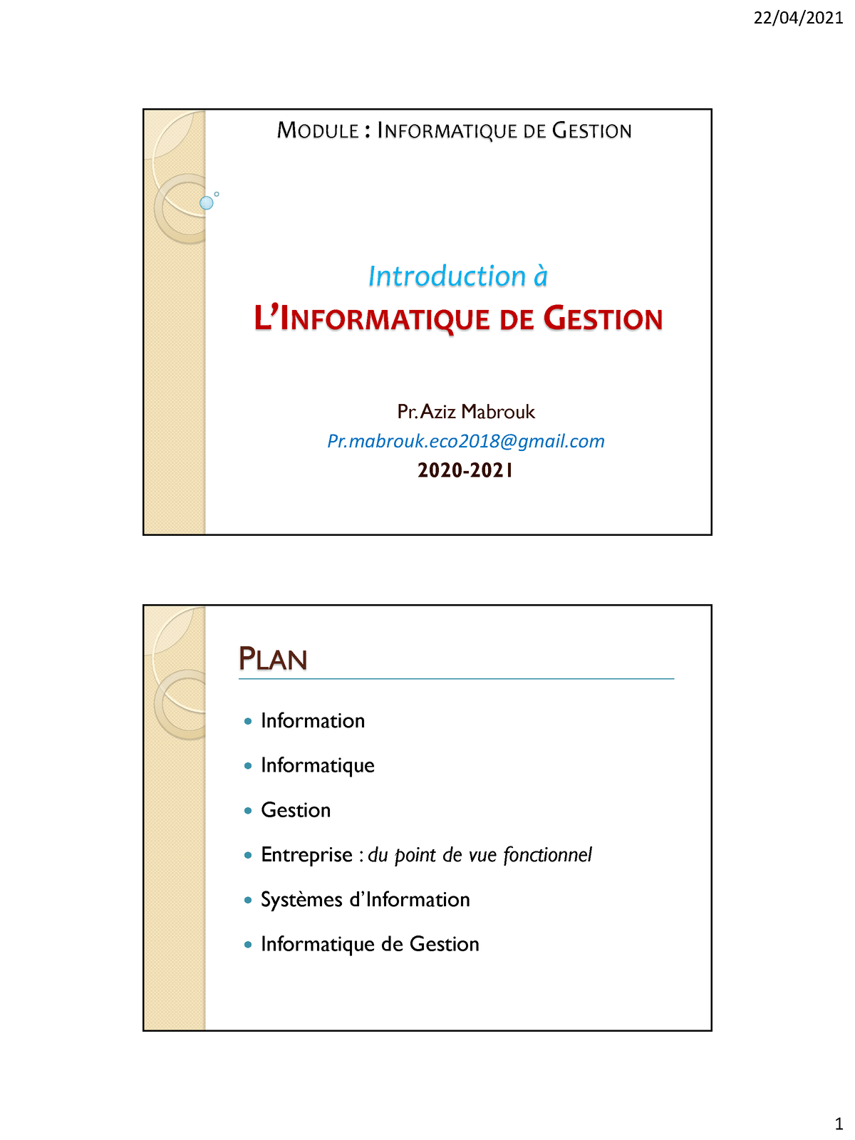 Introduction à L'Informatique De Gestion - Introduction à L ...