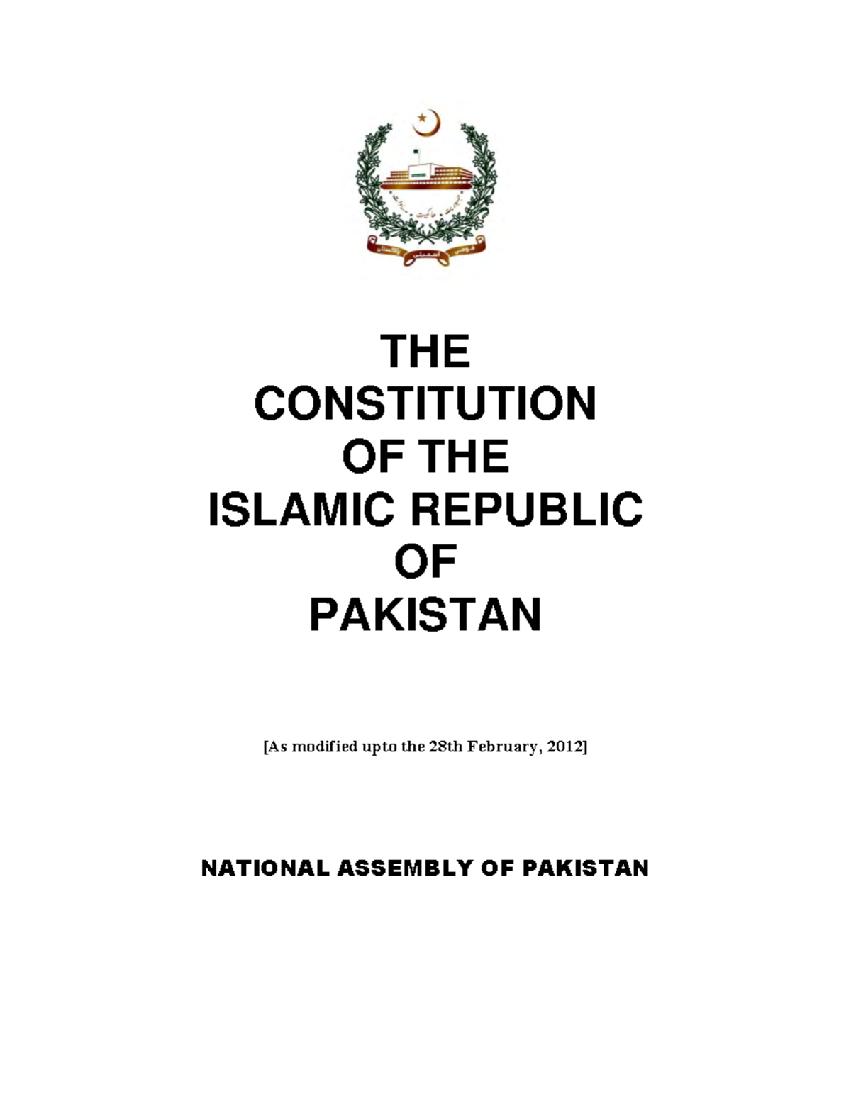 1973 Constitution Of Pakistan- 2012 - THE CONSTITUTION OF THE ISLAMIC ...